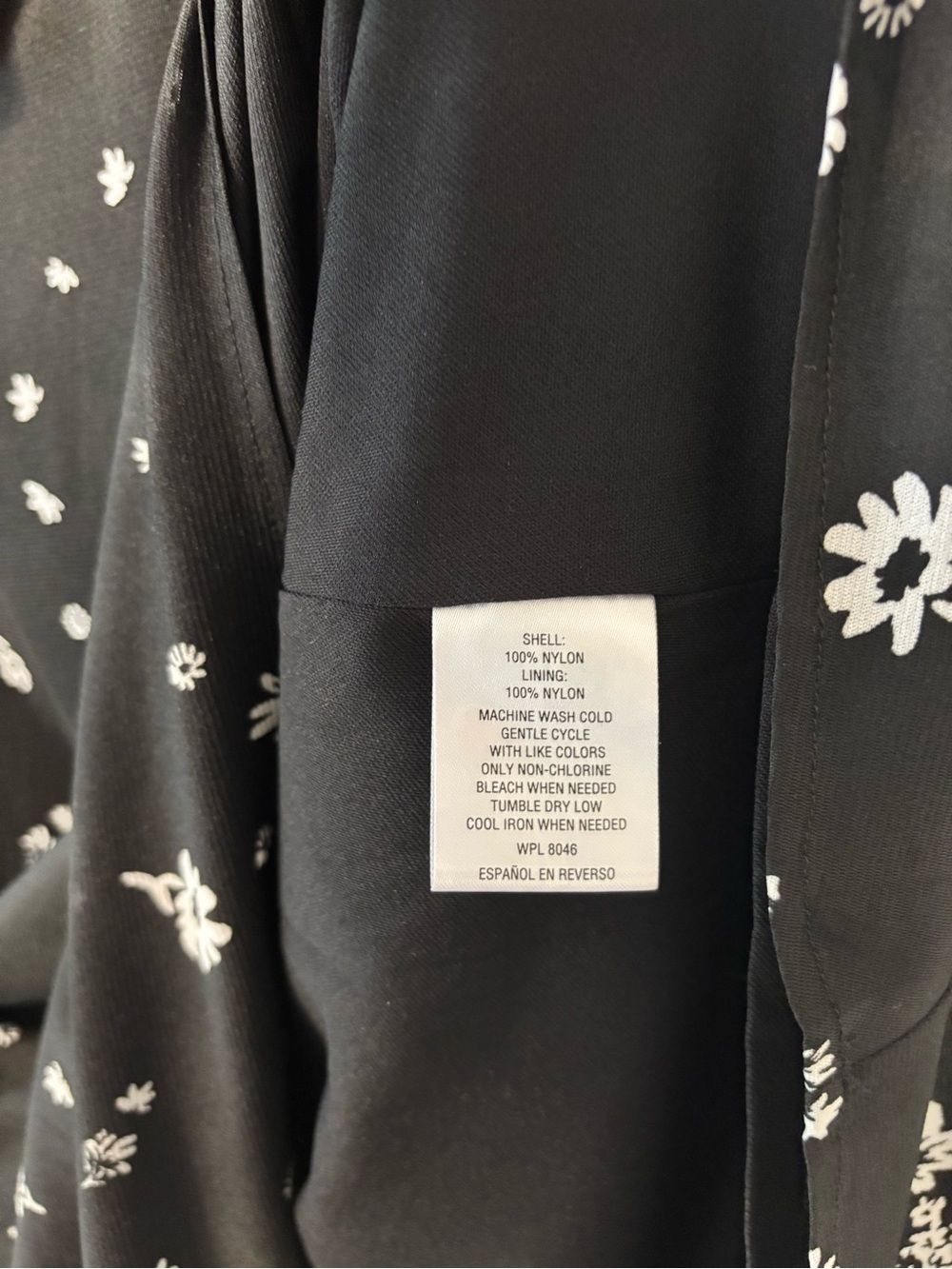 Style & Co Black Floral Shift Dress with White Floral Print 3/4 Sleeve Size L - Picture 5 of 6